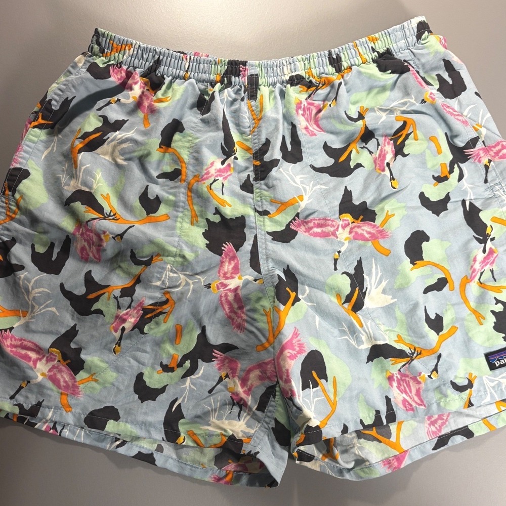 Patagonia Baggies Shorts Mens Medium 5" Bird Print Swim Trunks Lined Nylon
